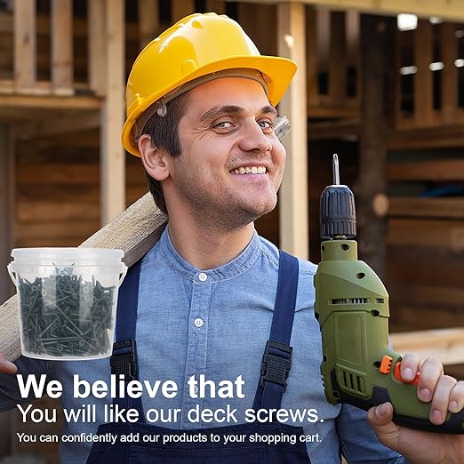 Wood Screws #10 x 4’’, T25 Star Torx Drive Flat Head Deck Screws, Green, 52Pcs (1lb)