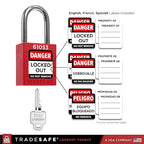 TRADESAFE Lockout Tagout Locks Set - 7 Red Loto Locks, Lockout Locks Keyed Different, 1 Key Per Lock, OSHA Compliant Lock Out Tag Out Padlocks, Safety Padlocks for Electrical Lockout Tag Out Kits