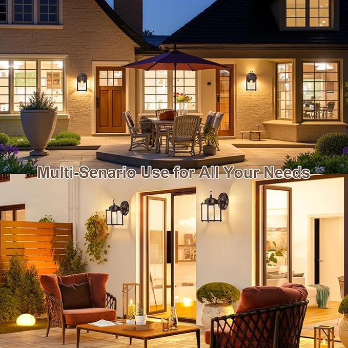 GRUENLICH Outdoor Wall Sconce, Exterior Wall Lighting Fixtures with Clear Glass, Front Porch Lighting, Outdoor Lights for Patio, Doorway, Bronze, 4 Pack