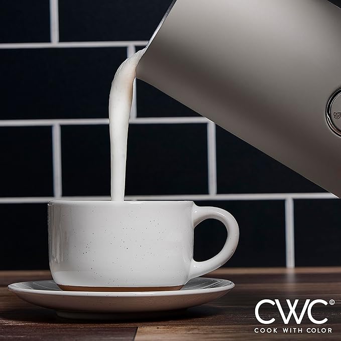 COOK WITH COLOR 4-in-1 Electric Milk Steamer and Frother - 2-Minute Heating and Frothing, Hot and Cold Foam Maker for Coffee, Latte, Cappuccino, Macchiato, Milk Warmer, Auto Shut Off, Sand