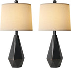 PoKat 23'' Farmhouse Table Lamps Set of 2, Black Bedside Lamps for Bedroom Night Stands, Modern Nightstand Lamps for Living Room, End Side Table, Black