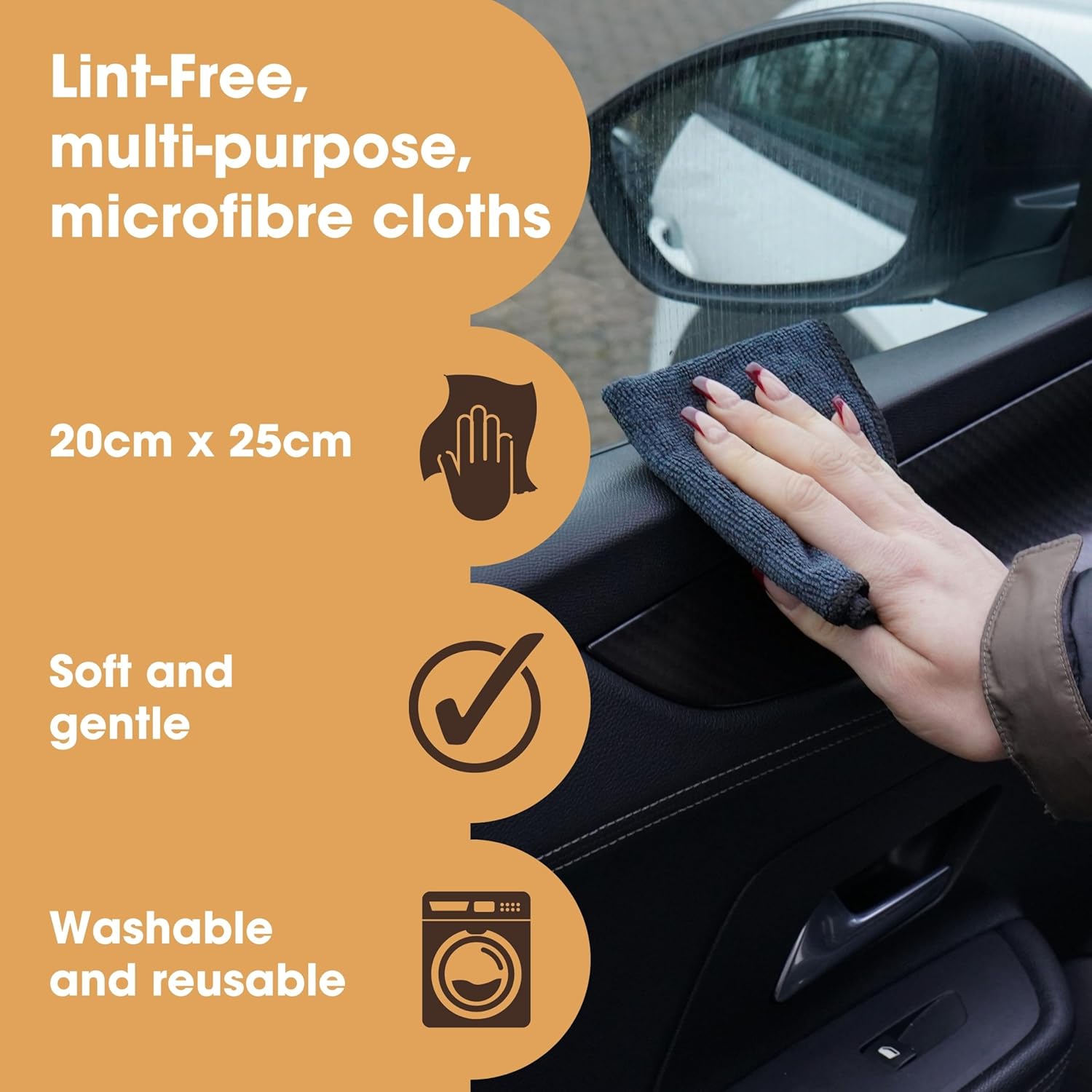 Furniture Clinic Pack of 10 Microfiber Cloths – Lint Free - Black Cleaning Cloths - Reusable and Washable