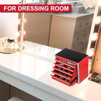 P.I.T. Mini Red Tool Box, Portable 5-Drawer Micro Roll Cab Steel Tool Box with Liner, Red Small Tool Case for Tools Storage, Home DIY