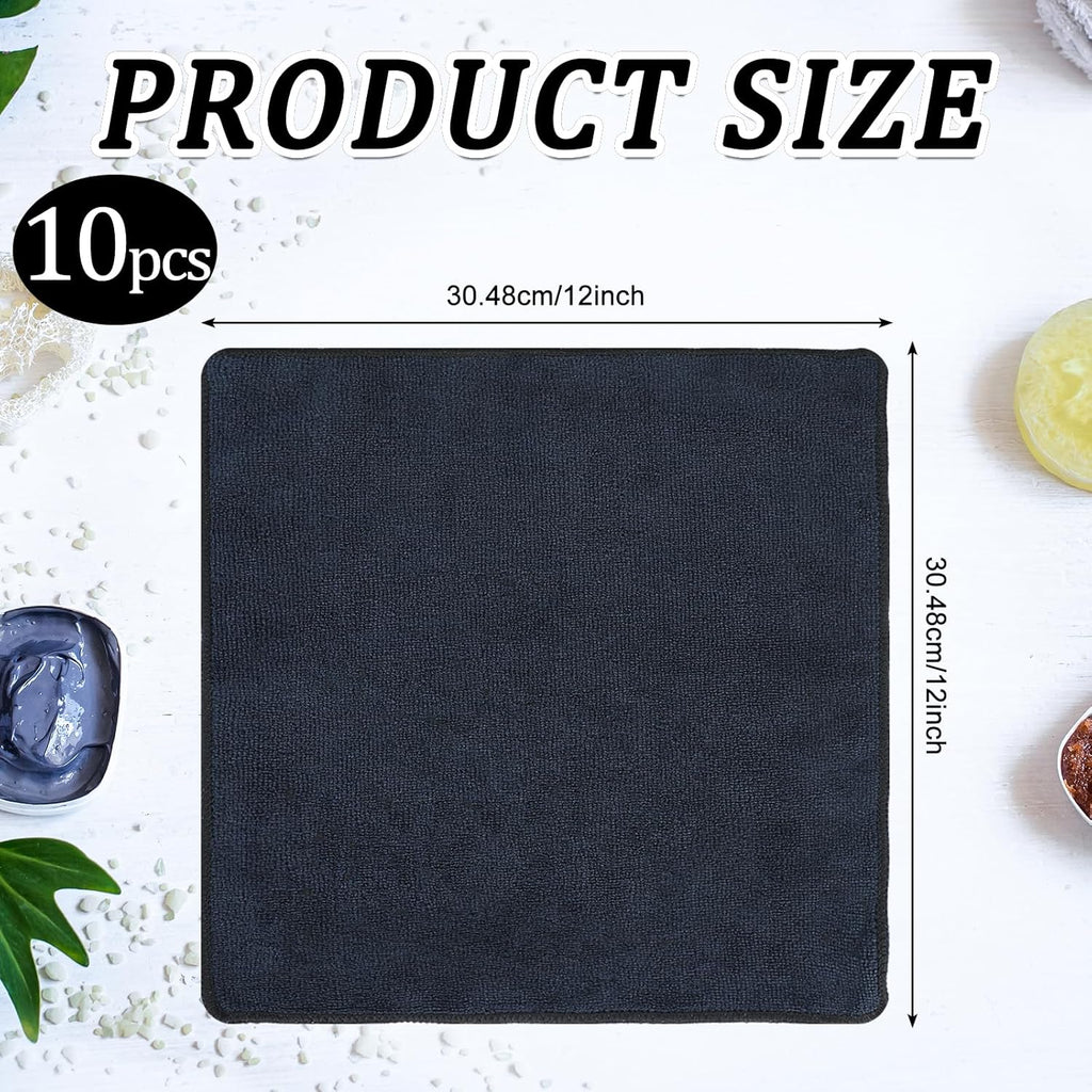 Tanlade Microfiber Cleaning Cloth Cleaning Rags Reasonable Kitchen Towels Microfiber Towels Cars Wash Dry Erase Cloth (12 x 12 Inch,Black,10 Pcs)