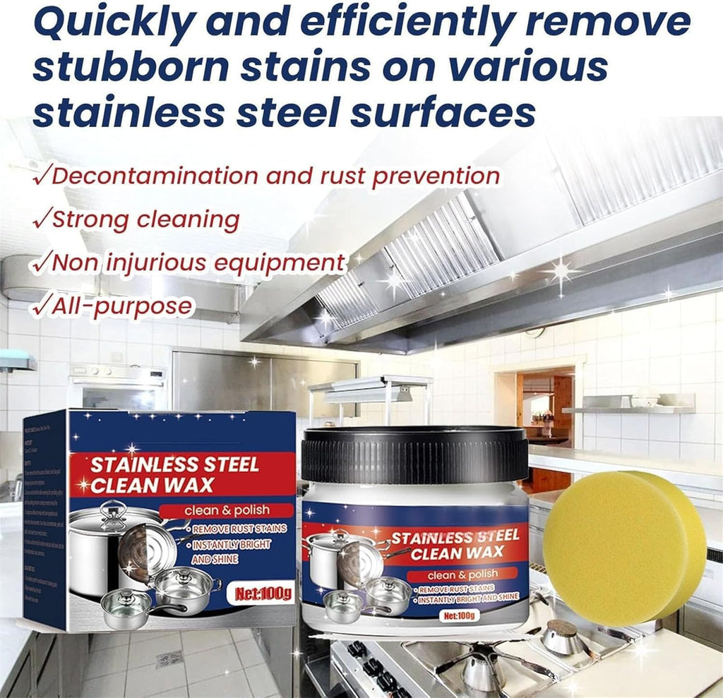Magical Nano-Technology Stainless Steel Cleaning Paste-Surface Safe, Stainless Steel Clean Wax, Metal Polish Cream, 3 in 1 Stainless Steel Wax Cleaner, for Grease, Oven, Sink (2)