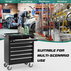 7-Drawer Rolling Tool Chest with Wheels, Tool Box with Locking System and Sliding Drawers, Heavy Duty Tool Box Organizer for Garage, Warehouse, Workshop (Black)