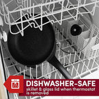 Elite Gourmet EG6207 Scratch Resistant 10.5-inch (2Qt) Fry Pan, Easy-Pour Spout Dishwasher Safe, Non-stick Electric Skillet with Glass Vented Lid, Adjustable Temperature, Black