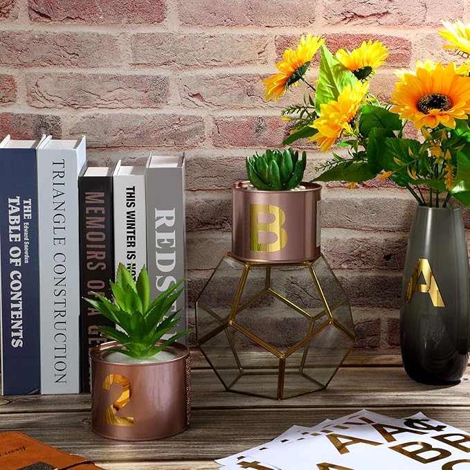 Outus 8 Sheets Vinyl Letter Stickers Self Adhesive Mailbox Numbers Alphabet Stickers Stick on Letters for Christmas Stockings Scrapbook Bulletin Board School Business(2 Inch,Gold)