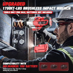 Cordless Impact Wrench 1/2 inch Compatible with Milwaukee 18V Battery: 1700FT-LBS High Torque Impact Wrench Heavy Duty Tool - Brushless Electric Impact Gun Includes LED Work Light - Bare Tool Only