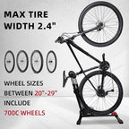 Foldable 2-in-1 Floor Bike Stand, Vertical & Horizontal Bicycle Storage Rack for Garage Storage, Indoor, Sturdy Carbon Steel, Fits Up To 29" Mountain/Road Bikes, No Drilling, Space-Saving