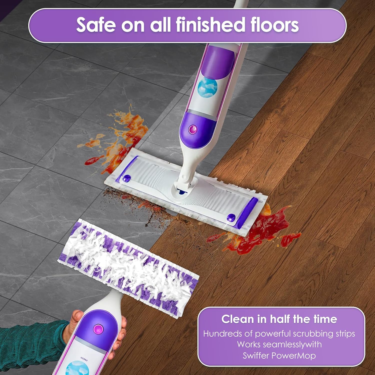 (35 Pack) Replacement Power Mop Pads for Swiffer PowerMop, Disposable PowerMop Mopping Pad Refills Compatible with Swiffer PowerMop, Multi-Surface Mop Pad Refills for Floor Cleaning