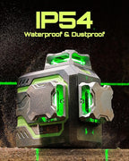 LasGoo LG-3DM Green Beam Laser Level, Self-Leveling 3x360° Cross Line Laser for Construction and Picture Hanging, 5200mAh Built-in Rechargeable Battery, Type-C Cable, Magnetic Rotating Stand Included