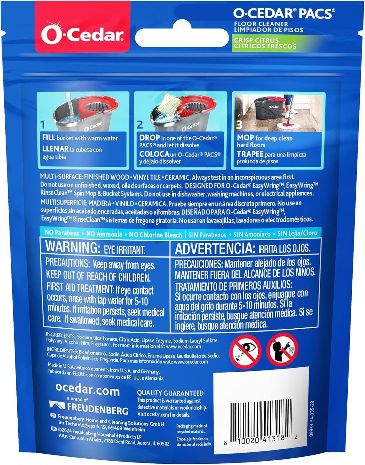 O-Cedar Floor Cleaning 30ct Pacs Citrus Scent 10ct (3-Packs)