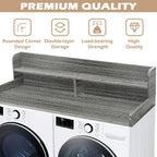 Royxen Laundry Countertop with 2-tier Shelf Universal Fit, Washer and Dryer Countertop with Storage Space, Shelf Height 11.5 Inches, Solid Wood, Eucalyptus