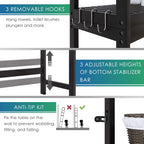 SMIBUY Bathroom Storage Shelf, Bamboo Over-The-Toilet Organizer Rack, Freestanding Toilet Space Saver with 3-Tier Adjustable Shelves (Black)