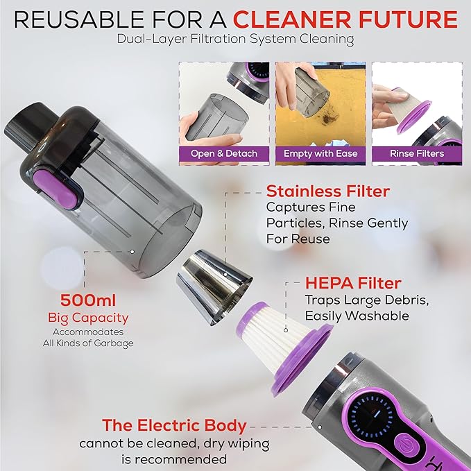 Car Vaccum Cleaner - 2 in 1 Handheld dustbuster, High Power, Portable, Cordless & Corded + Blower with 18500Pa Suction - Fast USB-C Rechargeable Hand Vacuum for Home, Office, Pets & Auto Detailing