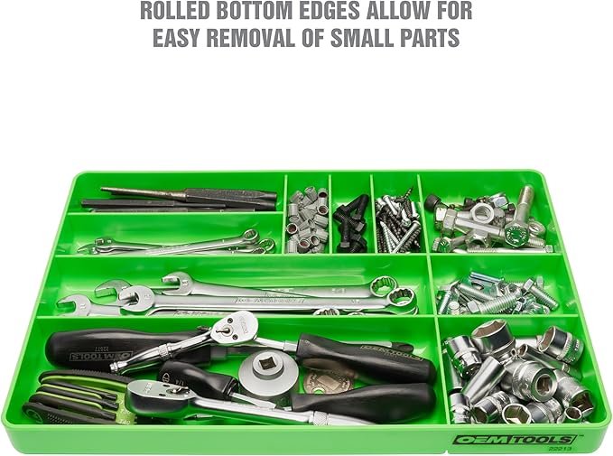 OEMTOOLS 22213 Tool Box Organizer Tray – 10-Compartment Tool Chest Organizer for Parts, Bolts, and Small Tools – Stackable Drawer Tray Design