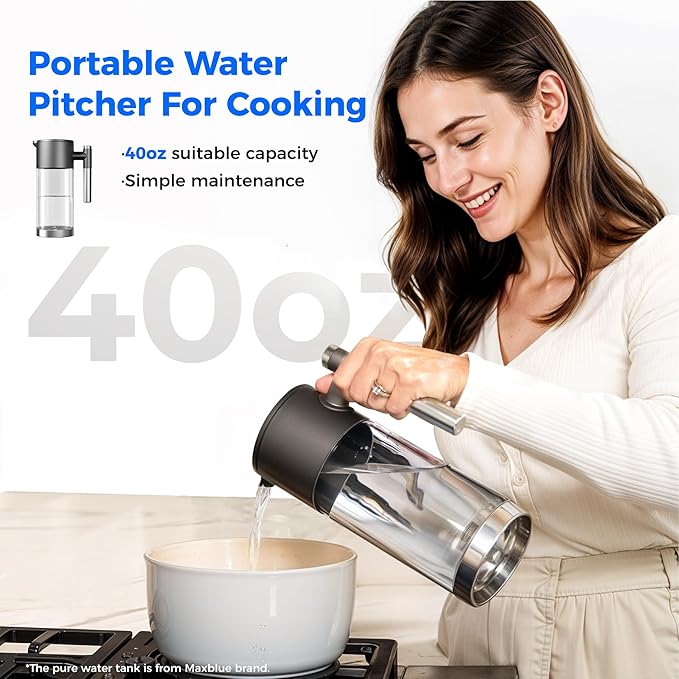 Waterdrop WD-A2 Countertop Reverse Osmosis System, Hot and Cold RO System, Portable Pure Water Tank, Bottleless Water Cooler, 6 Temperature Settings, Hot Cold Room Water, 3:1 Pure to Drain