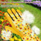 DLY Gardening Gloves for Women, Rose Gloves Gardening Thorn Proof, Long Garden Gloves for Women, Breathable Cowhide Leather Gauntlet (Medium, Yellow