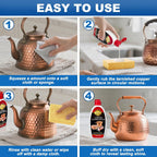 Copper & Brass Cleaner and Polish – 17.6 Oz Gentle Copper Polishing Cream for Pots, Pans, Sinks, Cups, Antiques – Restores Shine, Gentle Removes Tarnish & Stains – Non-Scratch, Easy to Use