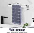 Bathroom Hardware Set Brushed Nickel 5-Pieces Bathroom Towel Rack SUS304 Stainless Steel Bath Towel Bar Set, Towel Racks Wall Mounted.
