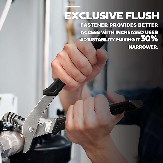 Olympia Tools 10-Inch Tongue and Groove Pliers, Straight Jaw Pliers with Cushion grip, 6 Jaw positions, 2.1" Jaw Capacity