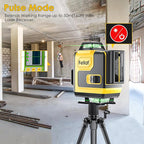 Laser Level, FELLAT 4x360°4D 16 Lines Laser for Construction, Two 360° Vertical and Two 360°Horizontal Green Cross Line Laser with Pulse Mode, Remote Controller and Two Rechargeable Battery