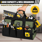18-Inch Large Tool Bag, 16-Pocket Portable Tool Box Organizer Storage, Heavy Duty Tactical Toolbag with Big Zipper, Travel Carry Toolbox, Father Day Dad Men Electrician Contractor Welding Gift
