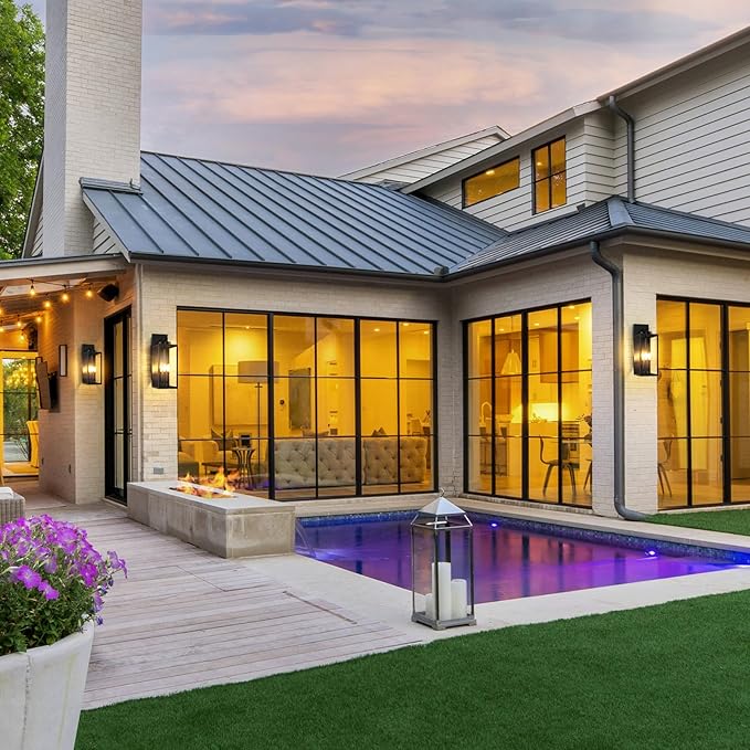 20in Large Outdoor Wall Light Fixtures, Exterior Lighting Fixtures Porch Sconces Wall Mounted, Waterproof Black Outdoor Wall Lanterns Lamps, Outside Lights for House Patio Front Door Entryway, 2-Pack