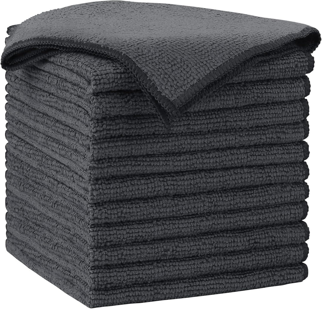AIDEA Microfiber Cleaning Cloth-12PK, Soft Microfiber Towels for Cars, Absorbent Cleaning Rags, Lint-Free Streak-Free Wash Cloths for House, Kitchen, Window(12in.x12in), Grey