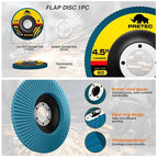 Grinding & Cutting Wheels 4 1/2 inch Set,Angle Grinder Wheel Set,Cut Off Wheels 8 PCS,Grinding Wheel,4.5” Flap Discs for Angle Grinder for Cutting Grinding 8+1+1 PC