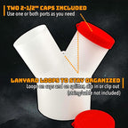 4" to 2-1/2" 2-Way Dust Collection Splitter Junction Fitting, Multi Port Fits Standard Hoses and Shop Vac Accessories, Dust Medusa, White Translucent