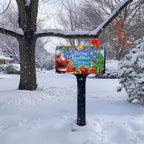 Christmas Mailbox Covers Magnetic Large Size Santa Mailbox Post Cover Winter Snowflake Extra Deer Holiday Letter Box Wraps Oversized Decor Waterproof 25.5X21 Inch