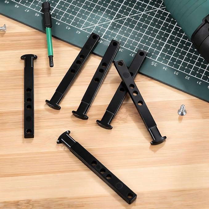 Zonon 6 Pcs 4 Hole Die Cast T Shaped Pivot Bar 3 Inches Mental Window Pivot Bar Sturdy Window Replacement Parts for Home Replacement (Black)