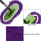 Reusable Microfiber Chenille Mop Pads Compatible with Swiffer Sweeper, Dry Sweeping Cloths & Wet Mopping Cloths, Refills for Hardwood Surface Floor Cleaning, 4 Pack (Purple)