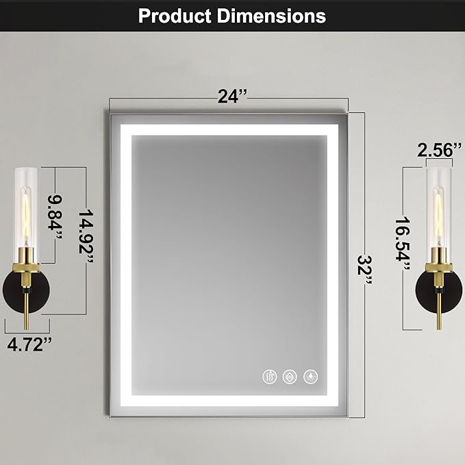 Black and Gold Bathroom Light Fixtures Over Mirror, Wall Sconces Set of 2 with Knurled Texture, Modern Industrial Vanity Lights with Clear Glass Tube Shade, Matte Black and Gold Wall Lamps for Bedroom