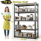 TigerParty 2050LBS Heavy Duty Garage Shelving, 5-Tier Adjustable Storage Shelves, Metal Shelving Unit and Storage Rack for Pantry, Basement, Warehouse, 72" H x 36" W x 16" D, MDF Borad