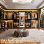 Closet System - 5FT Small Closet System with Drawers, 60" Closet Organizer System with Reversible Hanging Shelving, Closet Systems for Small/Walk-in Closets, Black