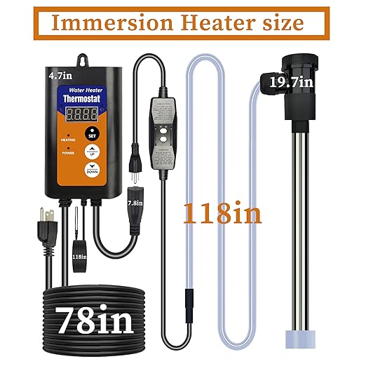 240V 3500W Titanium Fully Submersible, Electric Hot Tub & Pool Immersion Water Heater with Thermostat, GFCI for Bathtubs, Baptistry, spa tub, Above ground pool, baptismal & inflatable pool