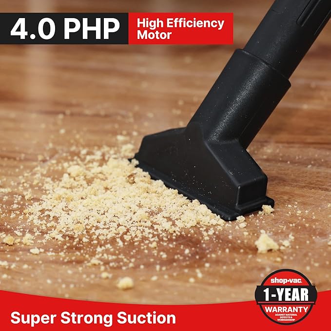 Shop-Vac 6.5 Gallon 4.0 HP Wet/Dry Vacuum with Blower Function, Stainless Steel Tank, Portable Shop Vacuum with Wheels, Includes Filters, Hose & Accessories, Ideal for Garage and Workshop