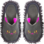 Warm Microfiber Slippers Floor Dust Dirt Hair Mop Slippers Shoes Anti-slip Moccasin Bedroom Home (Dark gray)