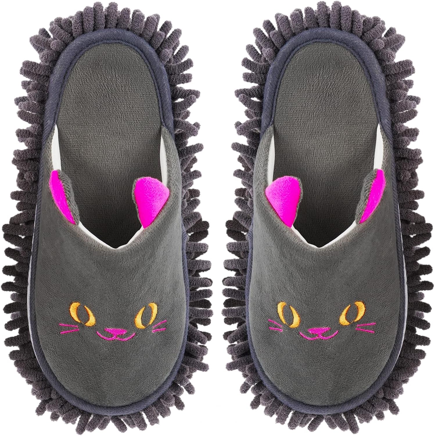 Warm Microfiber Slippers Floor Dust Dirt Hair Mop Slippers Shoes Anti-slip Moccasin Bedroom Home (Dark gray)