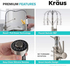 KRAUS Bolden 2-Function Single Handle Pull Down Kitchen Faucet, Commercial Style Stainless Steel/Chrome, KPF-1610SSCH
