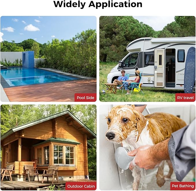 CAMPLUX 2.64 GPM Propane Portable Gas Water Heater, 68,000 BTU Outdoor Tankless Camping Water Heater with Digital Display, White