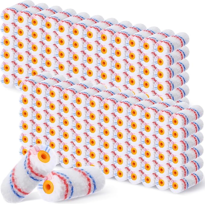 Leumoi 500 Pcs 4 Inch Paint Roller Mini Rollers Covers 1/2" Nap Microfiber Roll Covers Bulk, Small Home Repair Tools Refills House Painting Supplies Household for DIY(Red Blue)