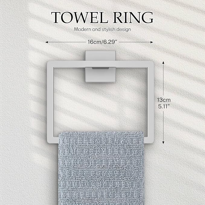 5-Pieces Brushed Nickel Bathroom Hardware Accessories Set,16 Inch Towel Bar Set,Stainless Steel Bathroom Hardware Set Towel Holder Set for Bathroom,Wall-Mounted Bathroom Accessories Kit