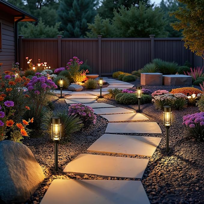 LETMY Solar Pathway Lights Outdoor, 4 Pack Solar Lights Outdoor Waterproof IP65, Bright Garden Light for Yard Walkway Driveway Landscape Garden Decor