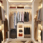 48" Small Closet Organizer, 4FT Closet System for Small Closets with 4 Hanging Rods & 3 Shelves, 80"H Small Closet Organizers and Storage for Bedrooms, Cloakrooms, White