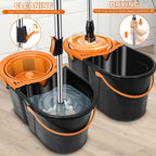 Spin Mop and Bucket with Wringer Set, Double Bucket Separate Dirty Water, 360° Spinning Mop System with 3 Microfiber Mop Heads, Clean Water Mop Set for Floor Cleaning