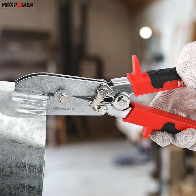 MAXPOWER Sheet Metal Crimper, 5-Blade Duct Crimping Tool- 9.8" Hand Crimper Hvac Tool for 24 Gauge Steel and 26 Gauge Stainless Steel Ductwork, Downspout,Stove Pipe